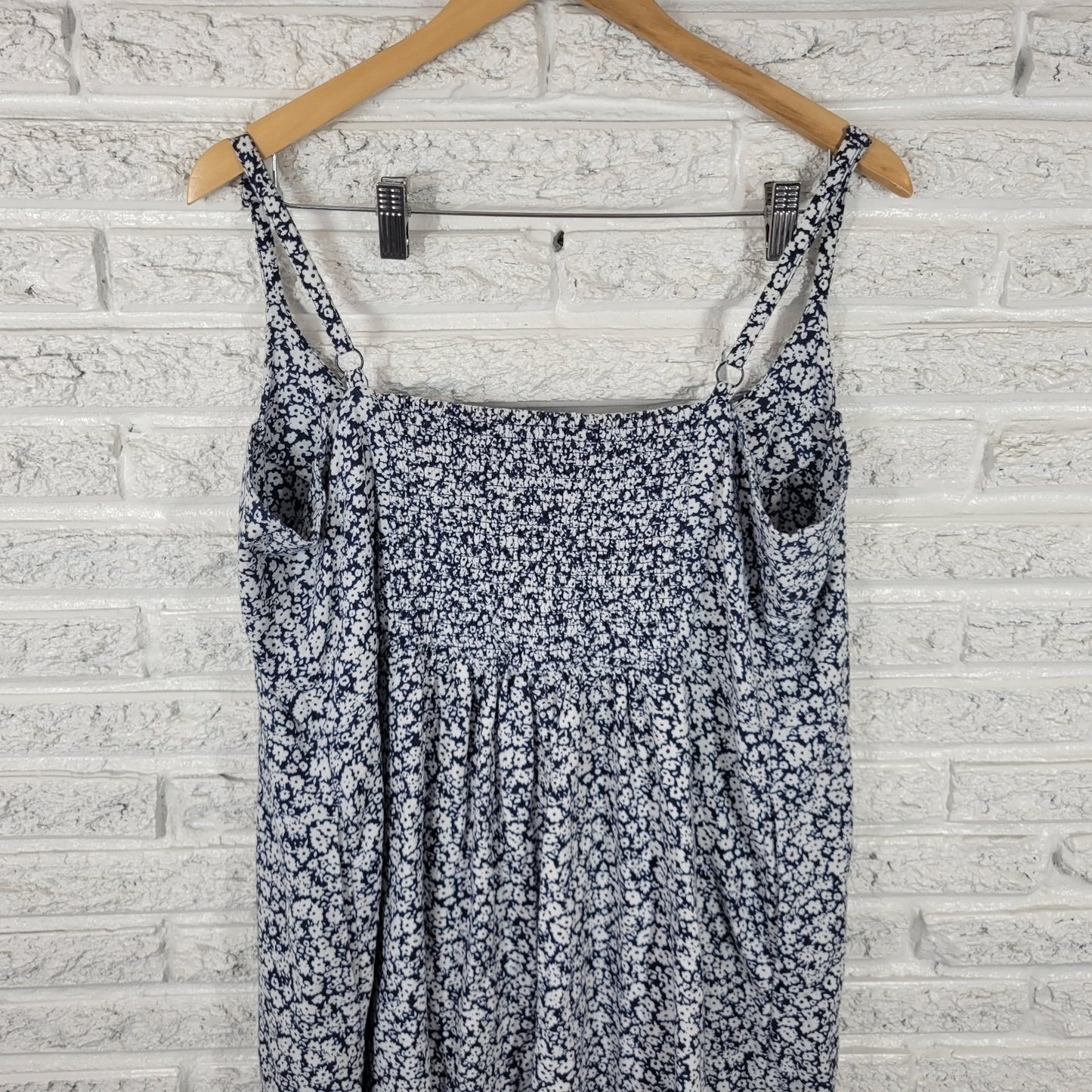 Old Navy Womens Dress XXL Plus Mini Slip Blue Floral Linen Rayon Spaghetti Strap