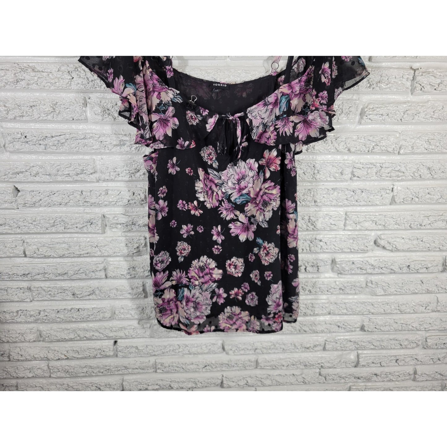 Torrid Womens Top 1 1X Plus Camisole Flutter Cold Shoulder Sleeve Spaghetti