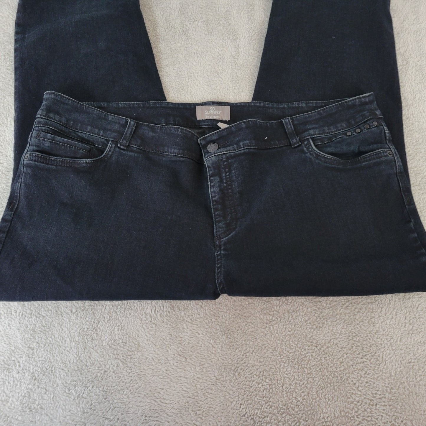 Chicos So Slimming Womens Jeans 4 Standard 20 Plus Capri Black Zip Fly