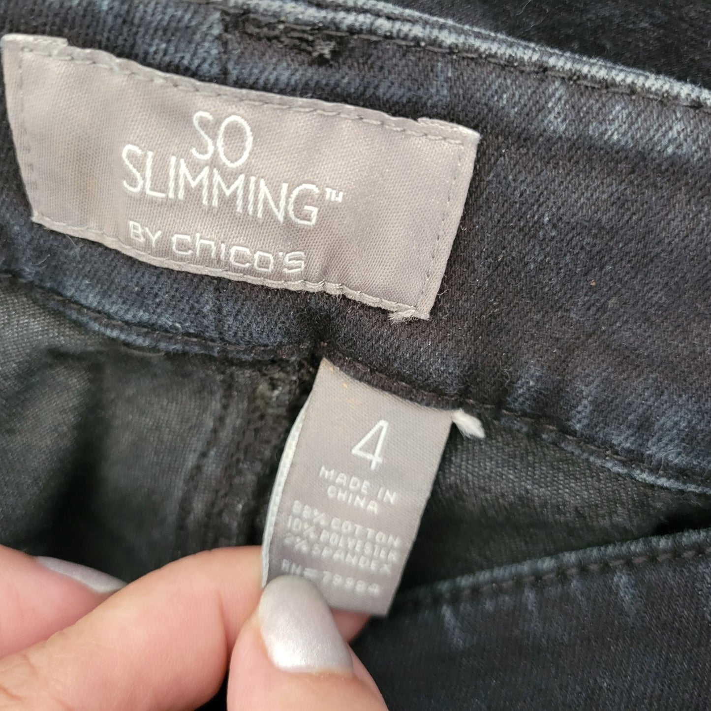 Chicos So Slimming Womens Jeans 4 Standard 20 Plus Capri Black Zip Fly