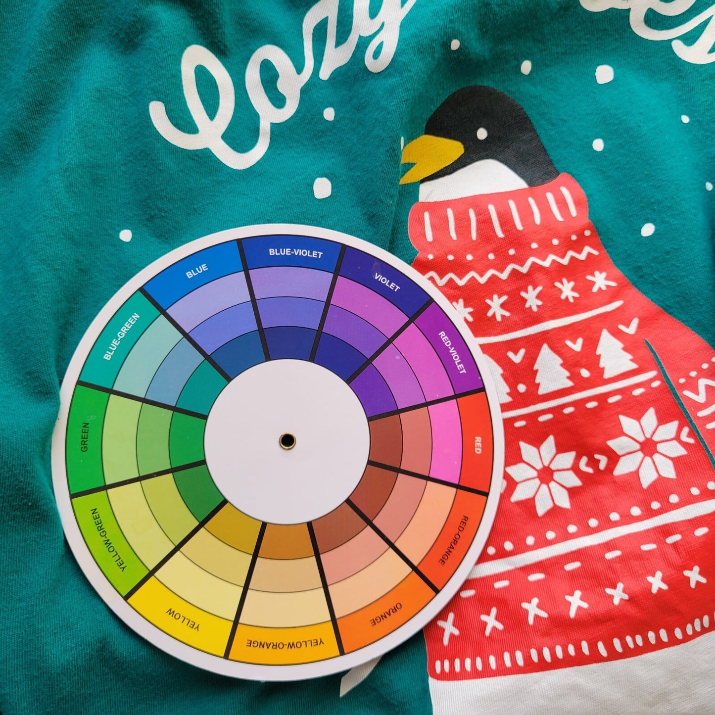 Old Navy Everywear Womens Top 3X Plus Tee Pajama Cozy Vibes Penguin Blue Green