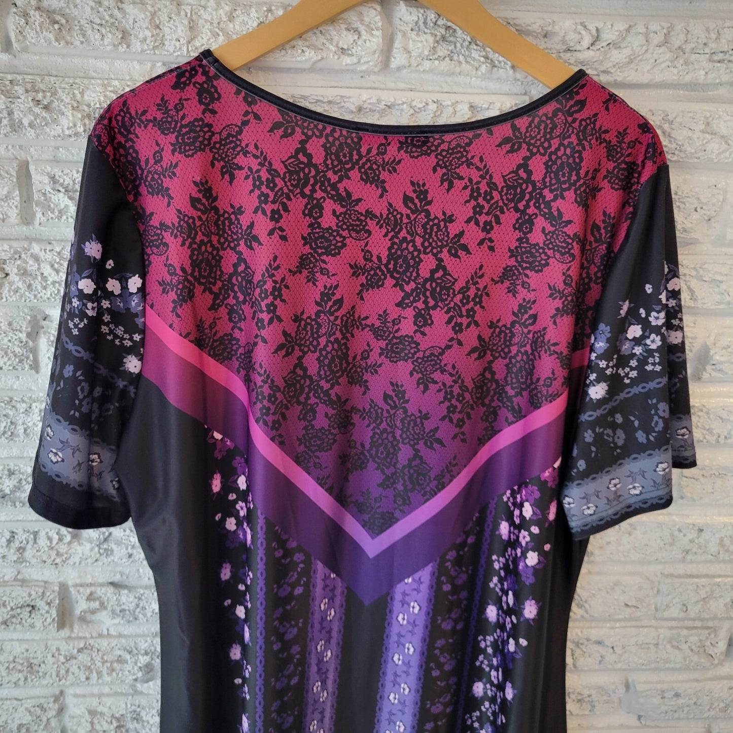 Lily Firmiana Womens Dress 1XL Plus Mini Purple Black Floral Casual Poly Blend