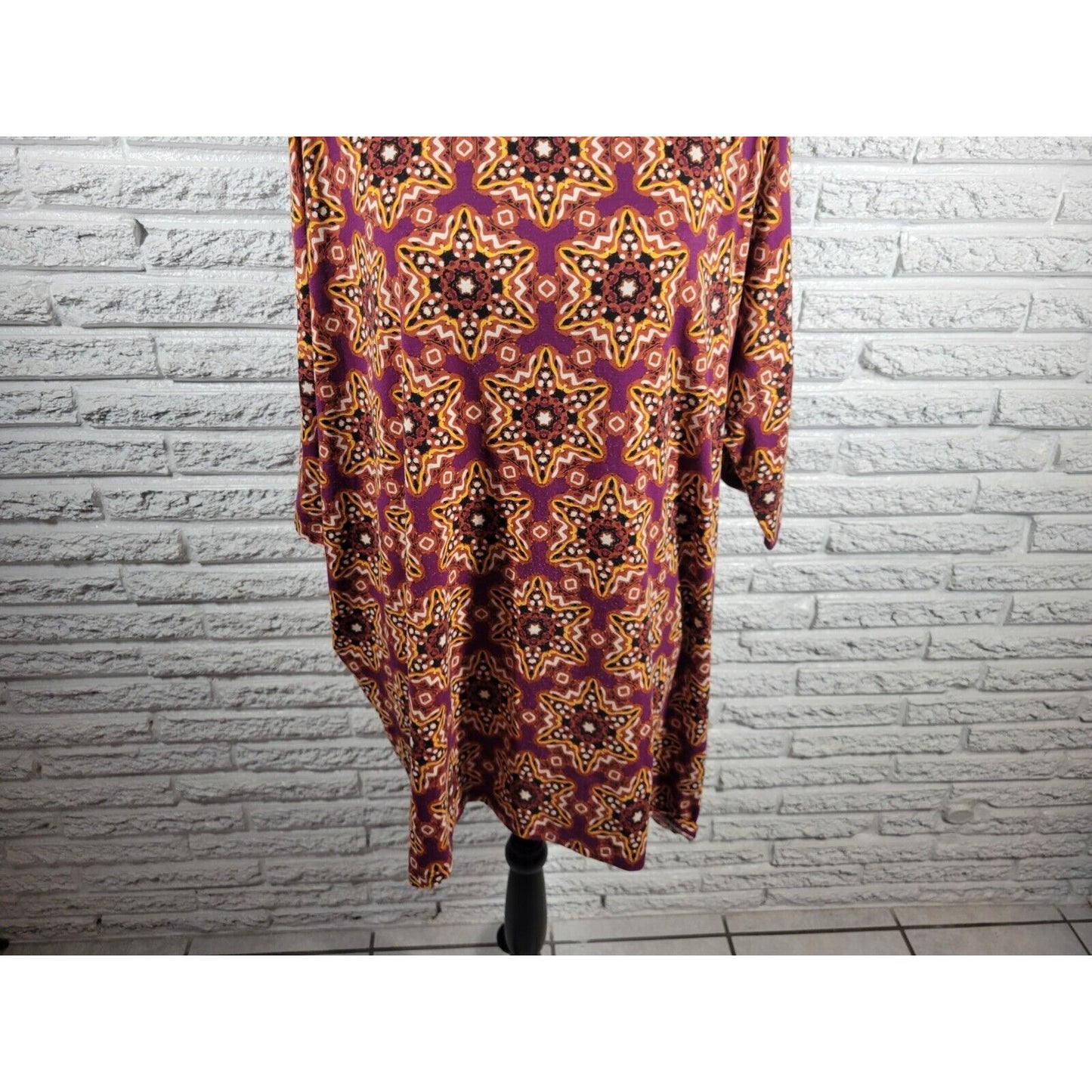 Lularoe Womens Top 3XL Plus Short Sleeve Purple Geometric Asymmetric Casual