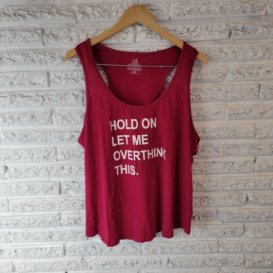 Secret Treasures Womens Top 2X Plus Tank Let Me Overthink This Red Racerback