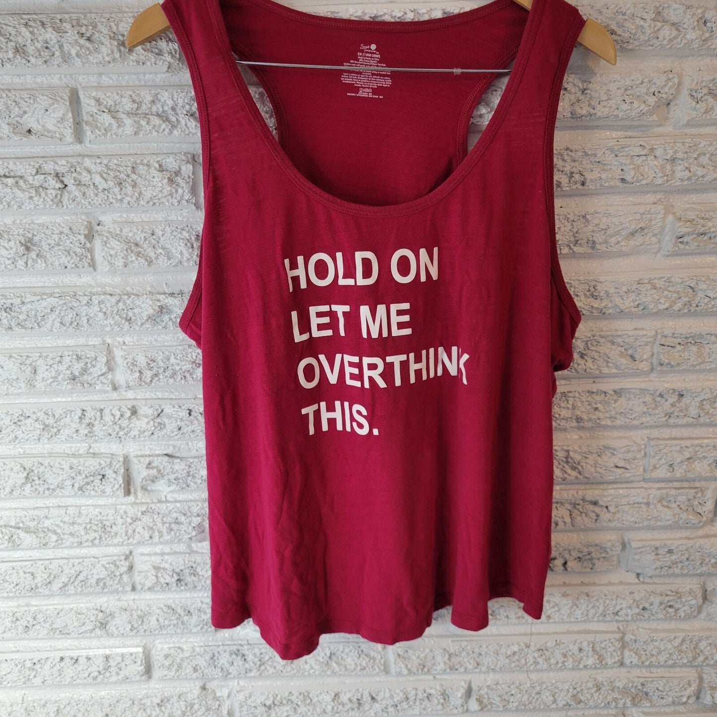 Secret Treasures Womens Top 2X Plus Tank Let Me Overthink This Red Racerback