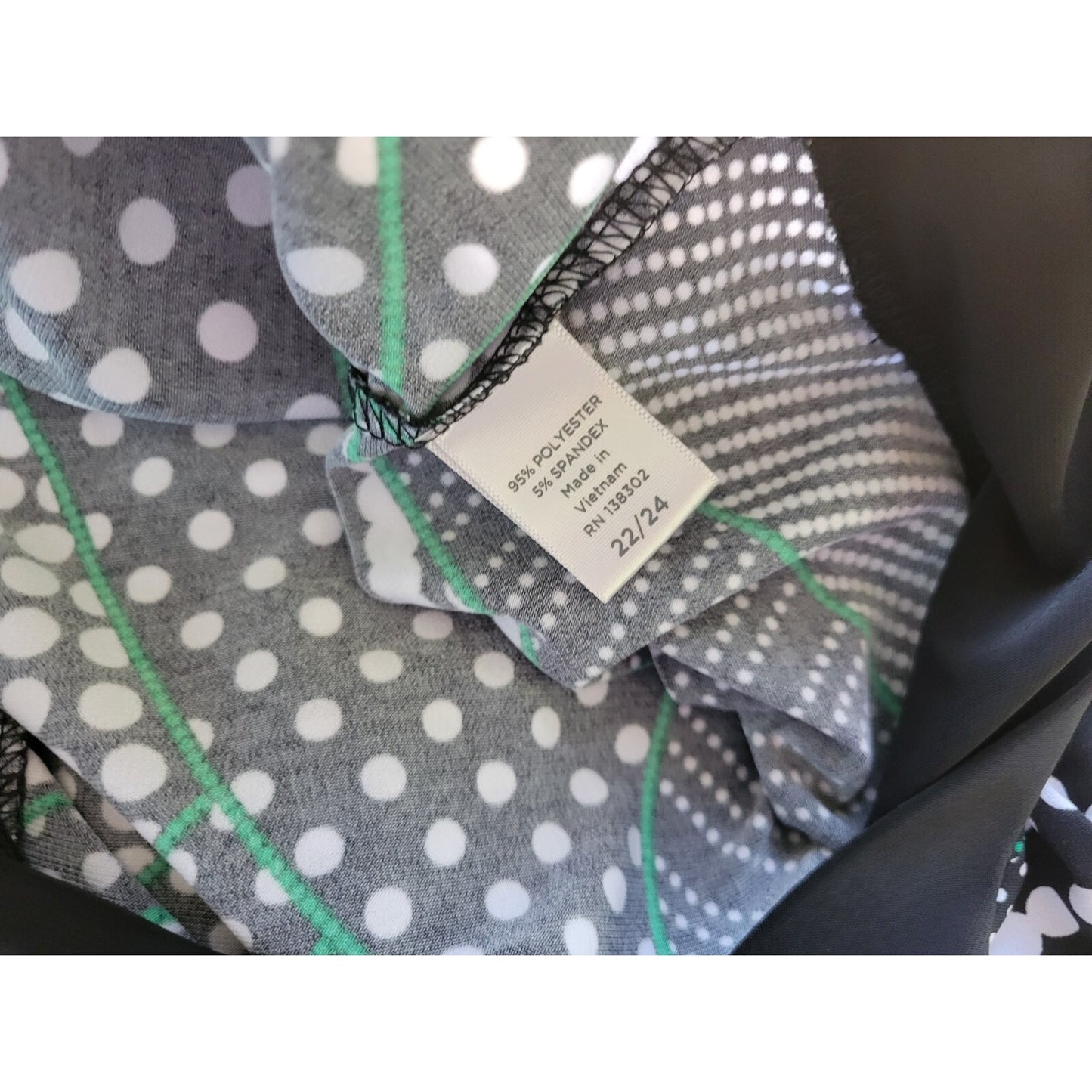 Avenue Womens Top 22 24 Plus Short Sleeve Black Geometric Poly Blend Office