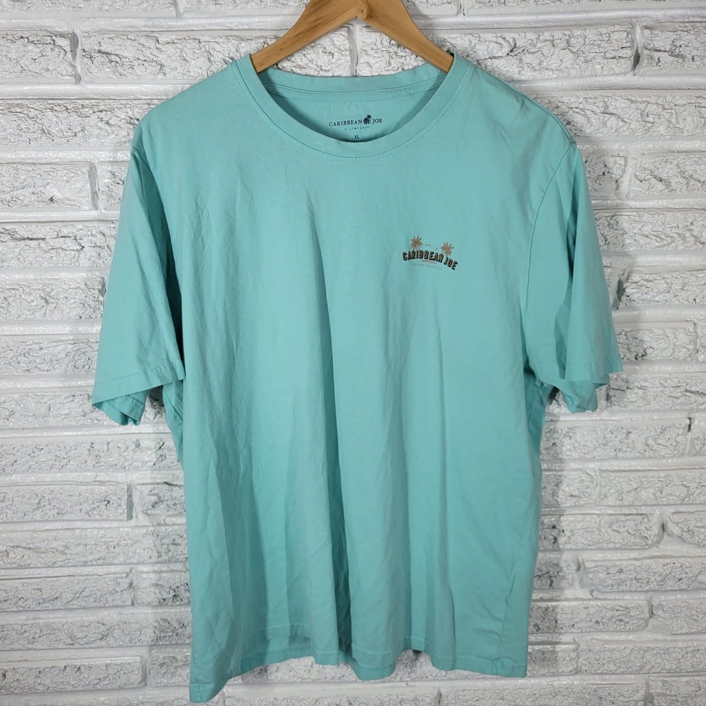 Caribbean Joe Womens Top XL Tee Short Sleeve Blue Lets Rumble in Jungle Cotton