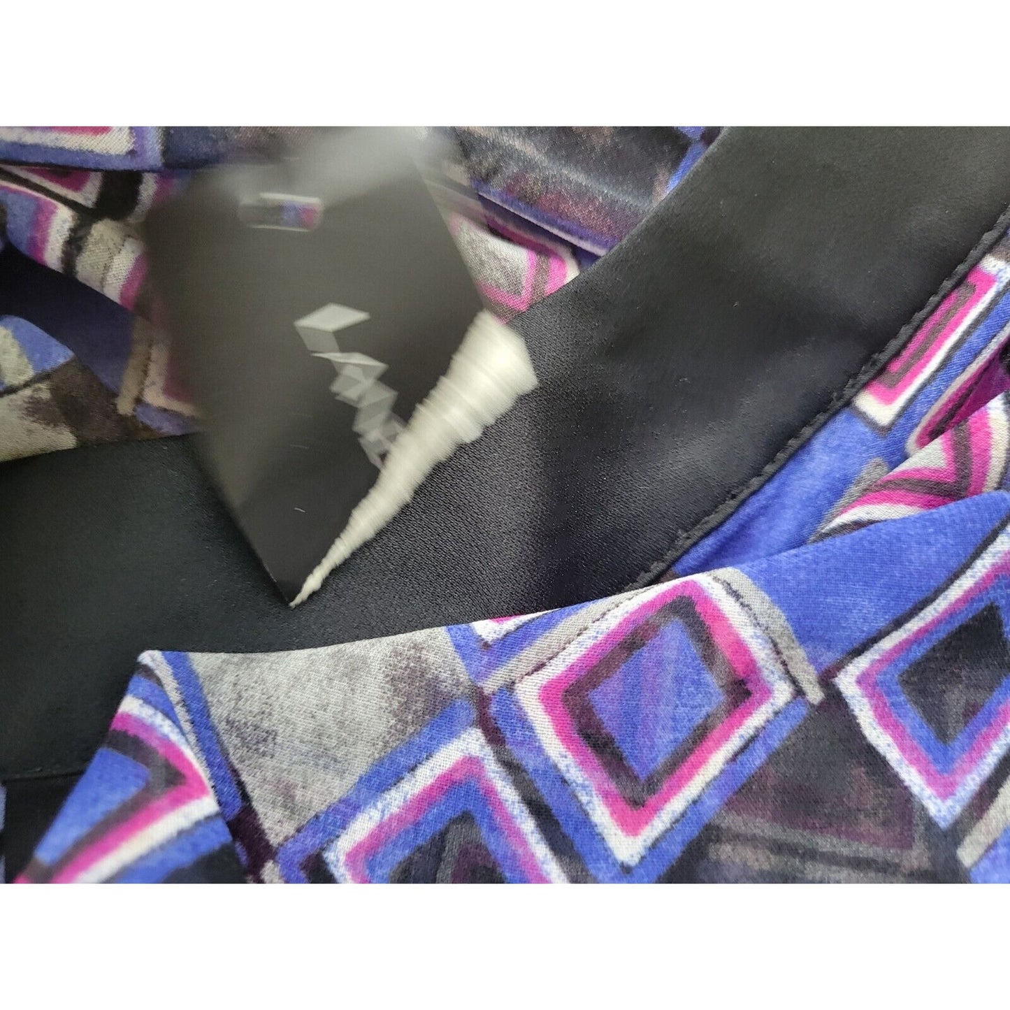 Lane Bryant Womens Top 22 24 Plus Long Sleeve Purple Geometric Sheer Office