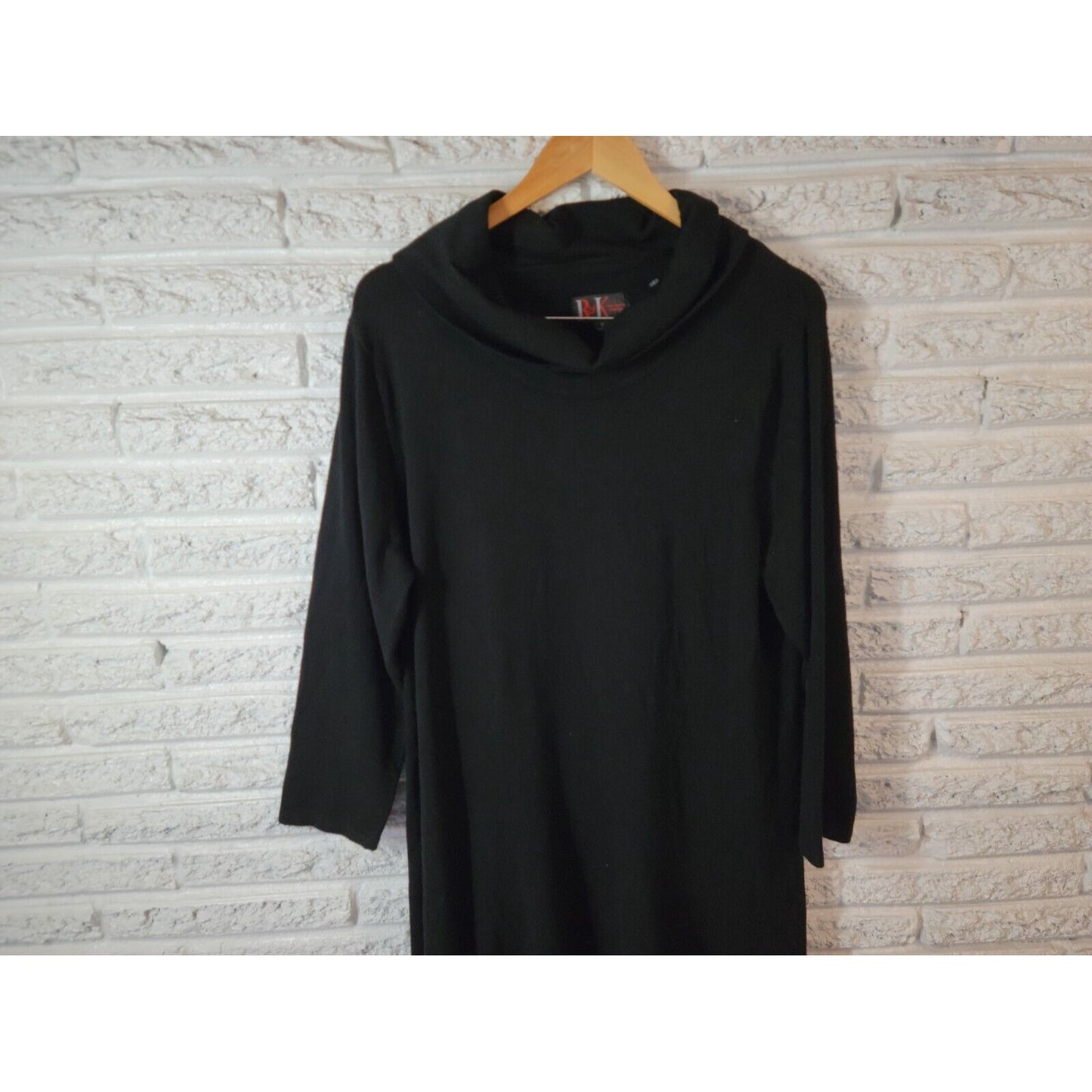 R & K Womens Dress 1X Plus Long Sleeve Knit Turtleneck Black Pullover Office