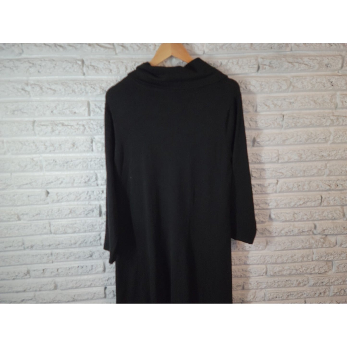 R & K Womens Dress 1X Plus Long Sleeve Knit Turtleneck Black Pullover Office