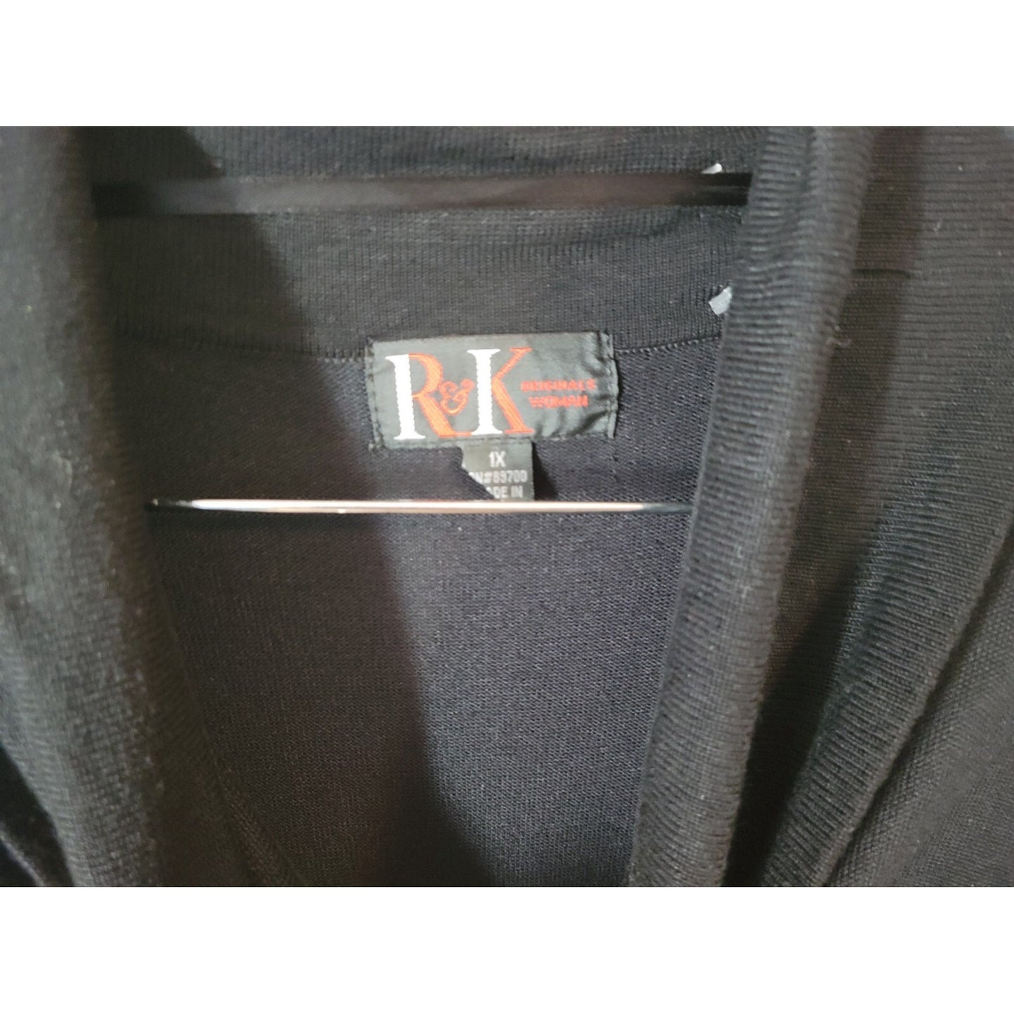 R & K Womens Dress 1X Plus Long Sleeve Knit Turtleneck Black Pullover Office