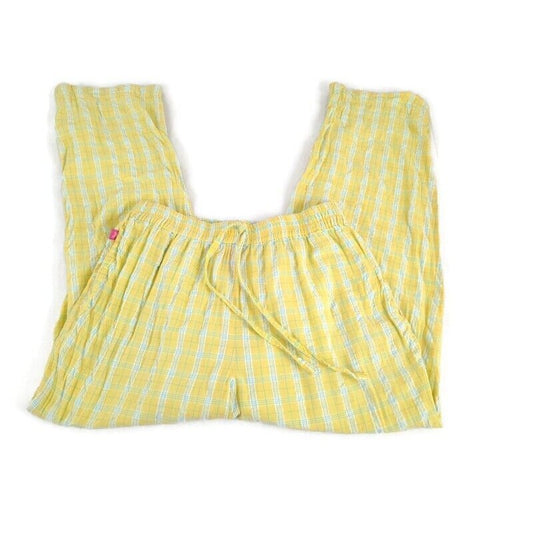 Woman Within Women Pants 16WP Plus Pajama Lounge Lightweight Yellow Plaid Casual