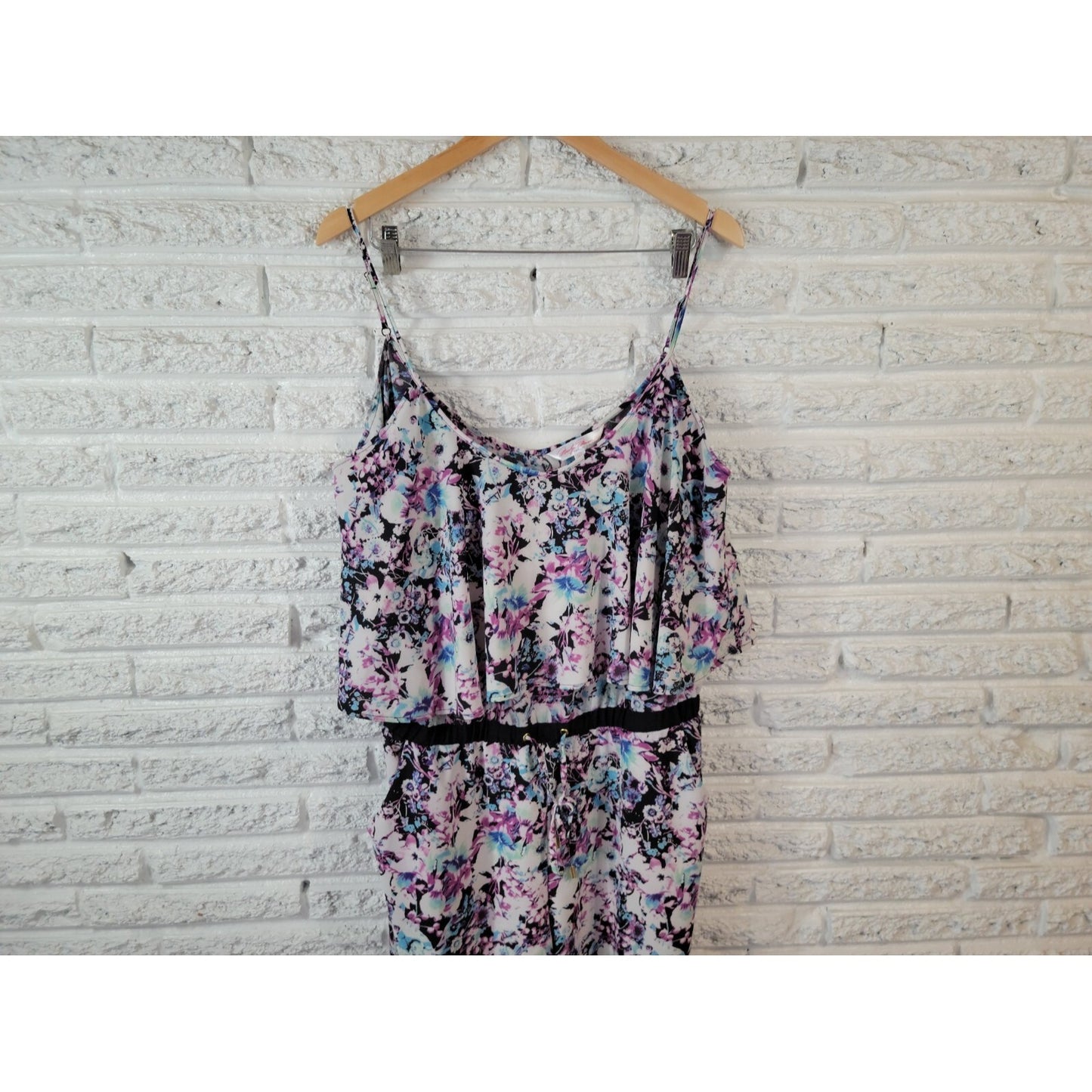 Marilyn Monroe Womens Jumpsuit Extra Large XL Spaghetti Strap Purple Floral