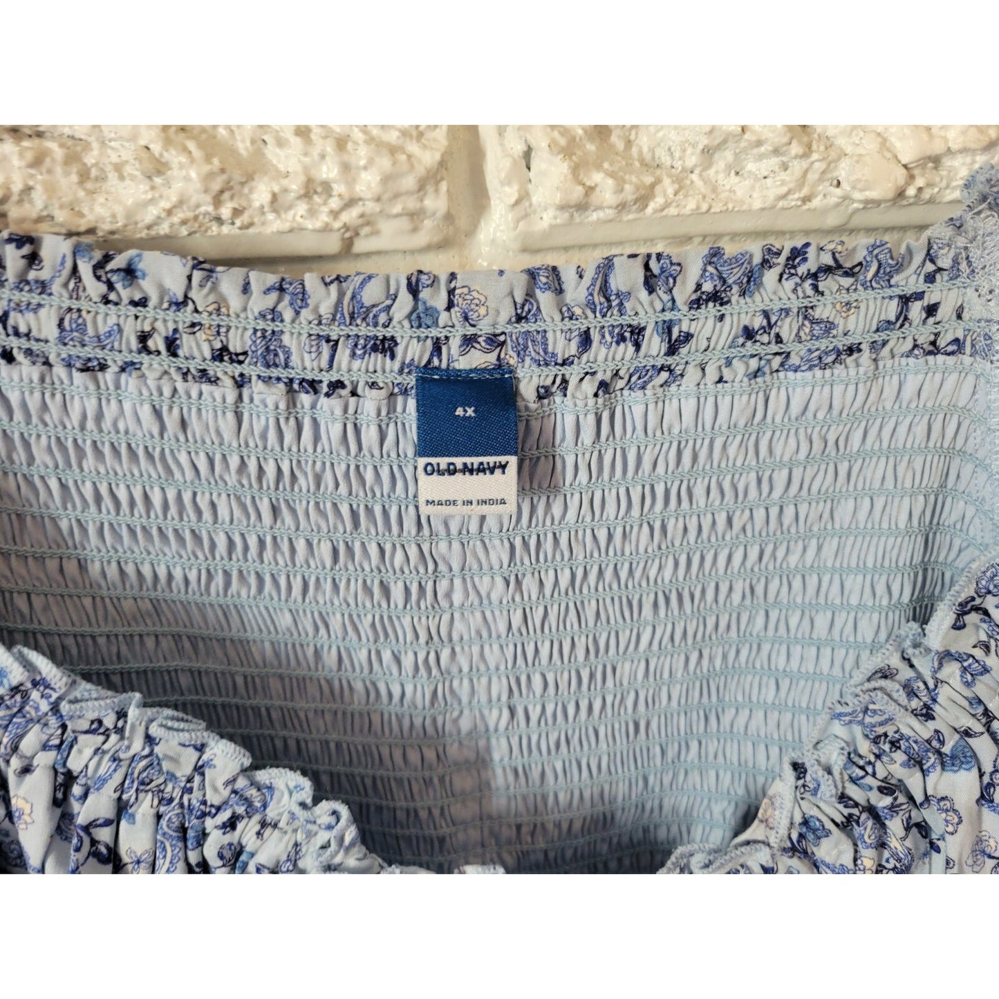 Old Navy Womens Dress 4X Plus On Off Shoulder Fit Flare Casual Blue Paisley