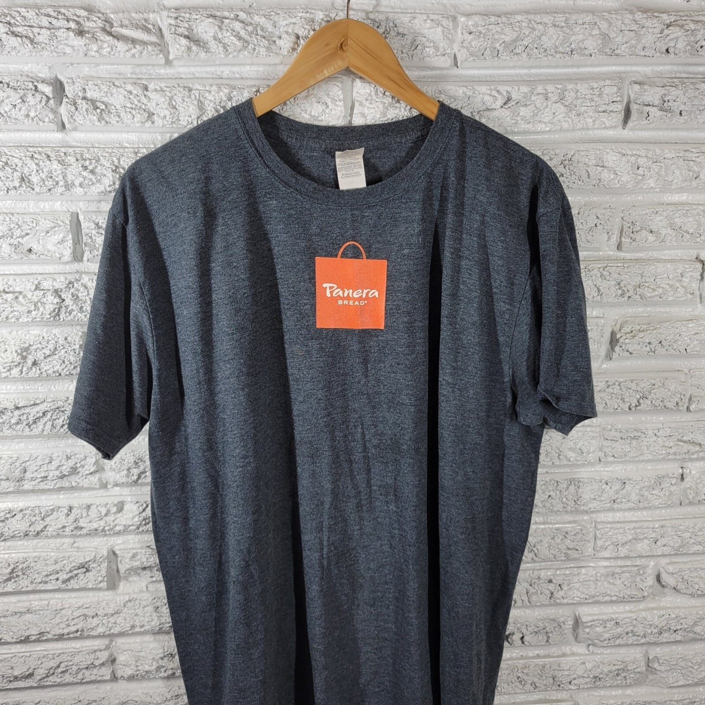 Panera Bread Unisex Shirt Extra Large Tee Uniform Short Sleeve Gray Poly Blend