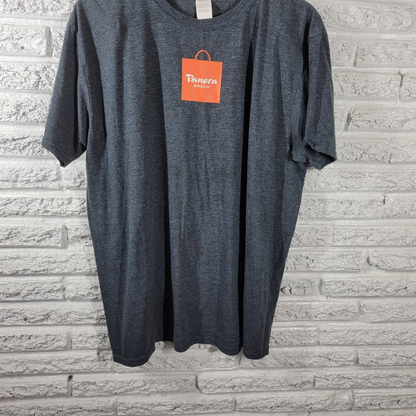 Panera Bread Unisex Shirt Extra Large Tee Uniform Short Sleeve Gray Poly Blend