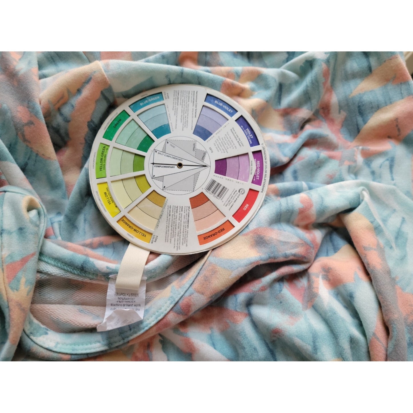 Crepas Women Top 3XL Tunic Long Sleeve Asymmetric Blue Tropical Palm Tree Knit