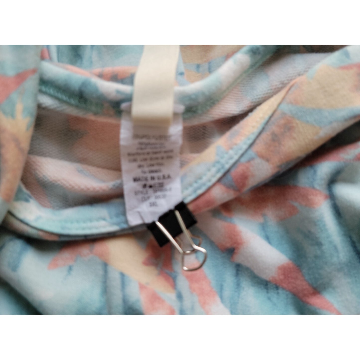 Crepas Women Top 3XL Tunic Long Sleeve Asymmetric Blue Tropical Palm Tree Knit