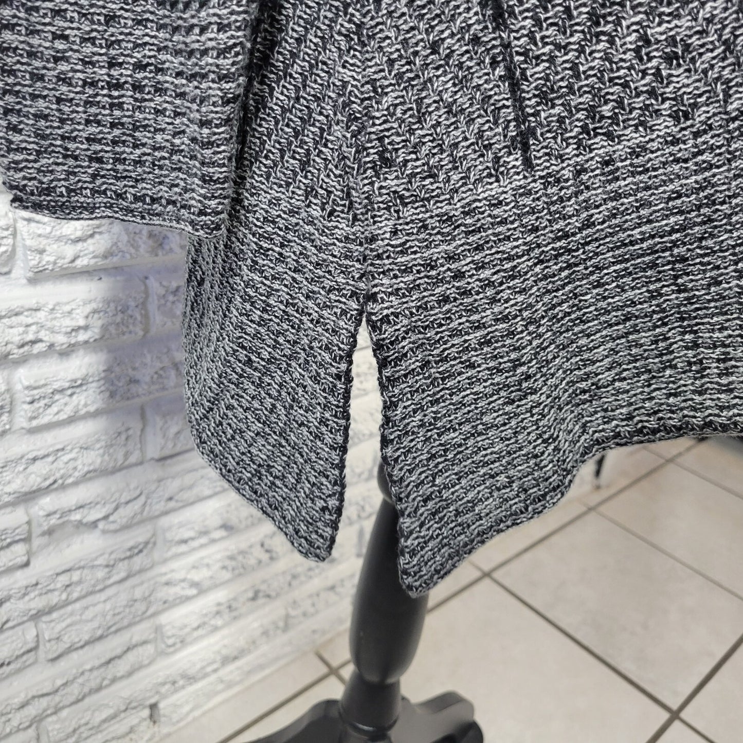 Eight Eight Eight Womens Sweater XL Tunic Cowl Neck Black Marled Office Cotton