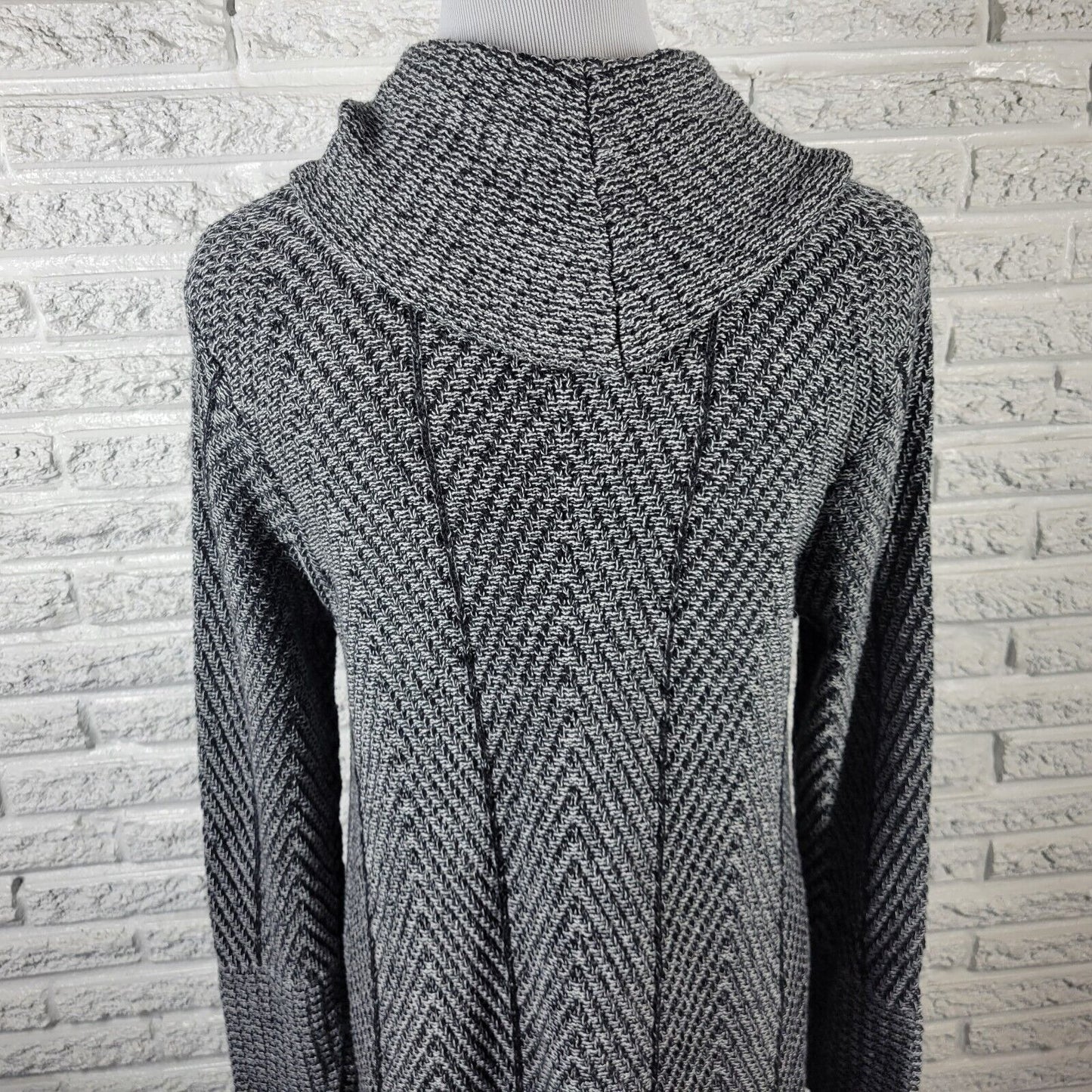 Eight Eight Eight Womens Sweater XL Tunic Cowl Neck Black Marled Office Cotton