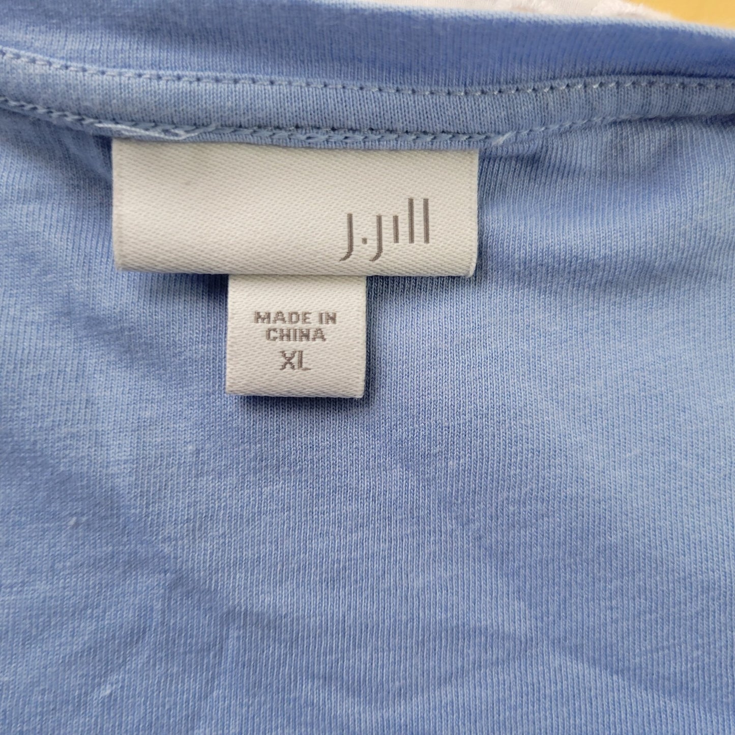 J Jill Womens Top XL 3/4 Sleeve Split Back Eyelets Asymmetric Lightweight Blue