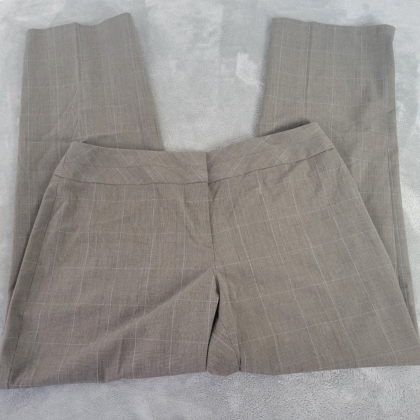 Style Co Womens Pants 18 Plus Straight Leg Brown Plaid Zip Fly Office Casual