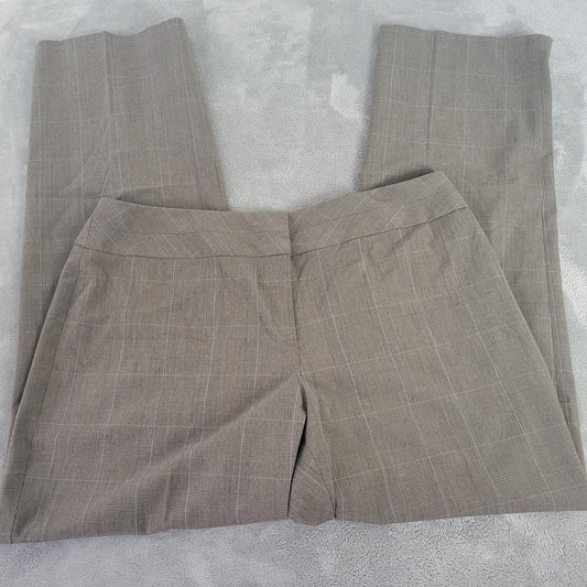Style Co Womens Pants 18 Plus Straight Leg Brown Plaid Zip Fly Office Casual