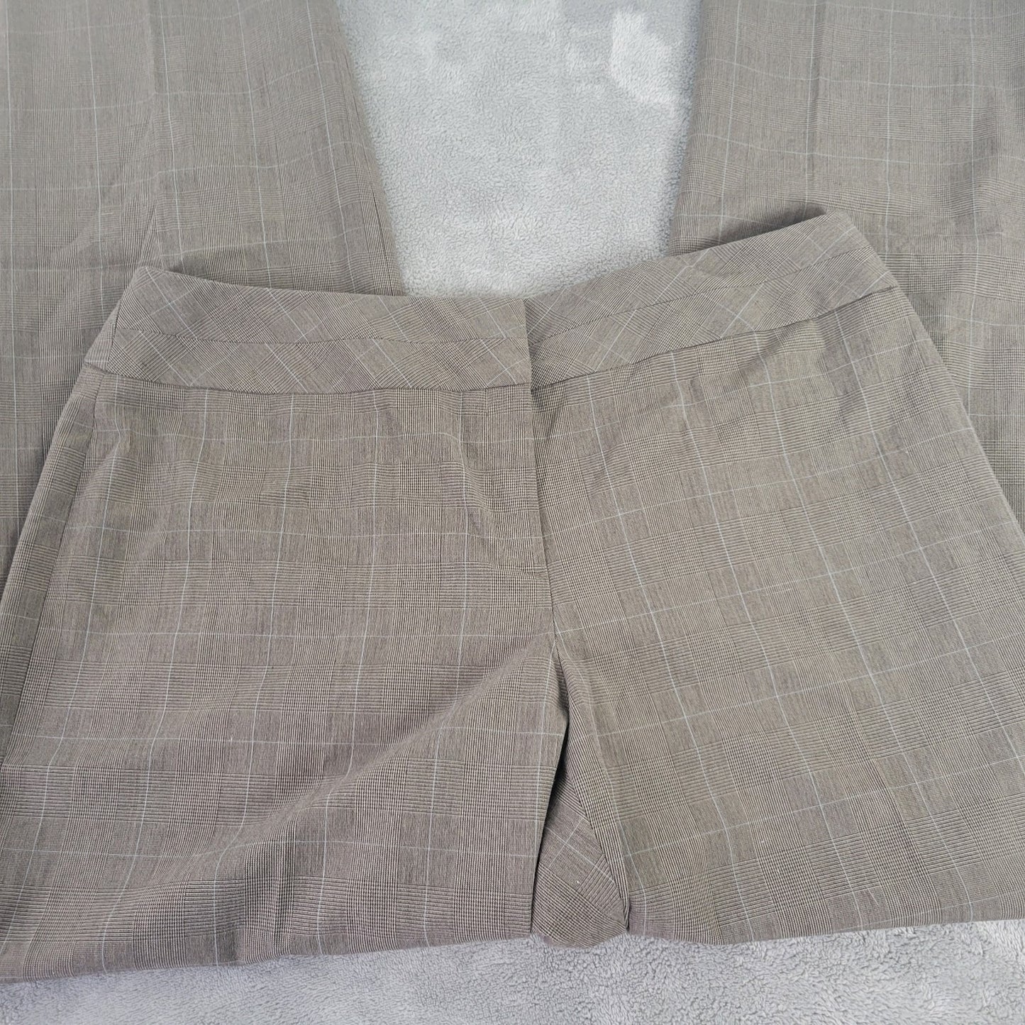 Style Co Womens Pants 18 Plus Straight Leg Brown Plaid Zip Fly Office Casual