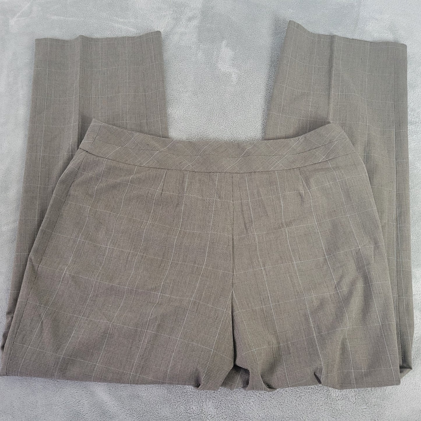 Style Co Womens Pants 18 Plus Straight Leg Brown Plaid Zip Fly Office Casual