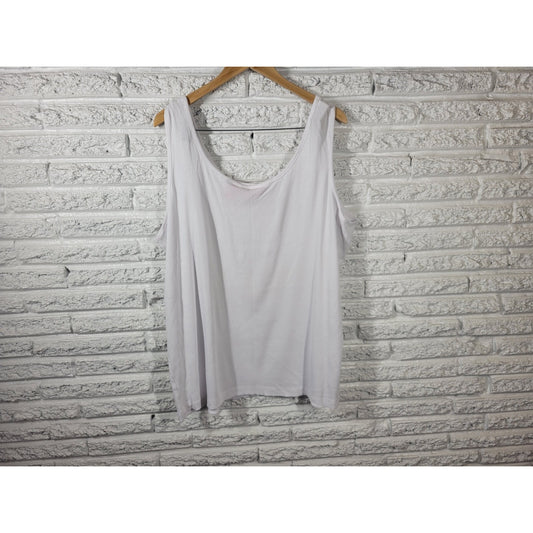 Woman Within Womens Top 3X Plus Tank Sleeveless White Cotton Ribbed Stretchy