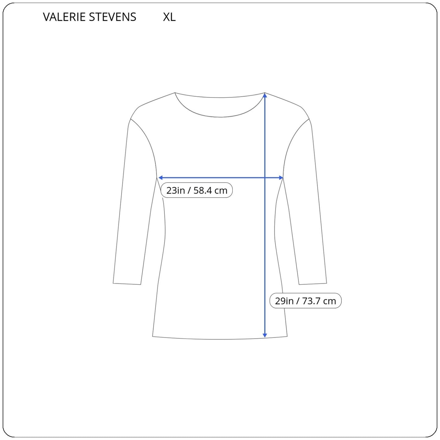 Valerie Stevens Women Top XL 3/4 Sleeve Quarter Zip Blue White Stripe Poly Blend