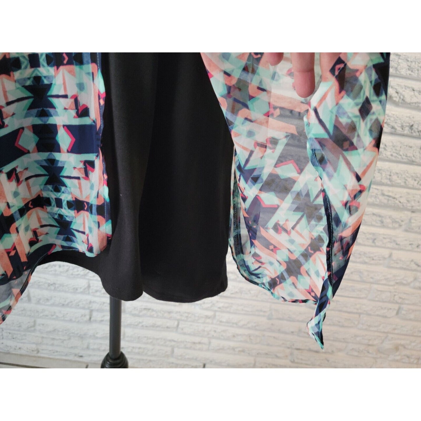 NY Collection Women Top Extra Large Tank Polyester Split Front Blue