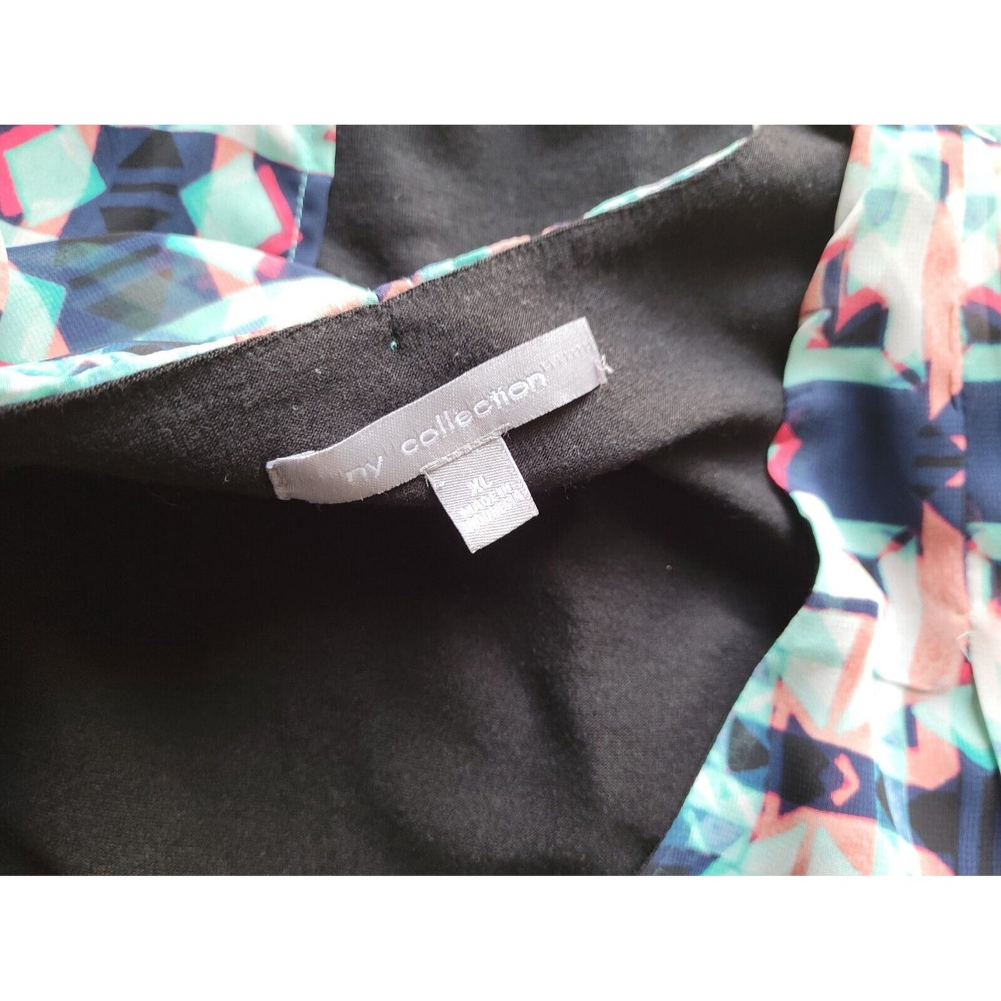 NY Collection Women Top Extra Large Tank Polyester Split Front Blue