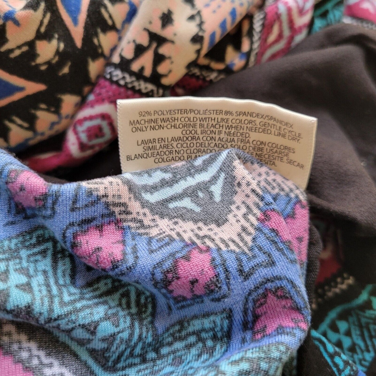 Bobbie Brooks Womens Top 2X Plus Tunic Raglan Sleeve Poly Blend Purple Geometric