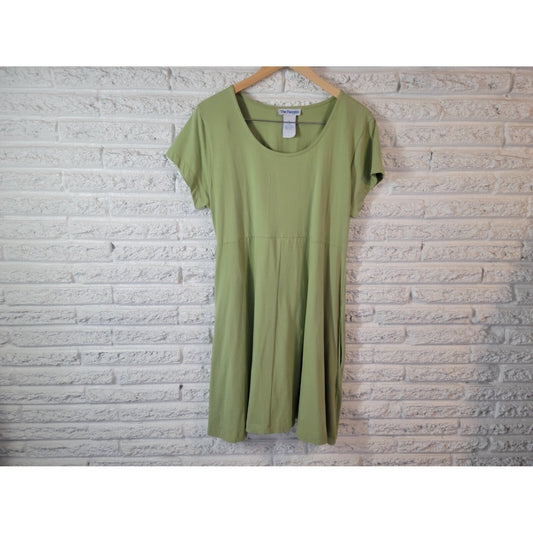 Paragon Womens Dress XL Mini Short Sleeve Green Cotton Short Sleeve Casual
