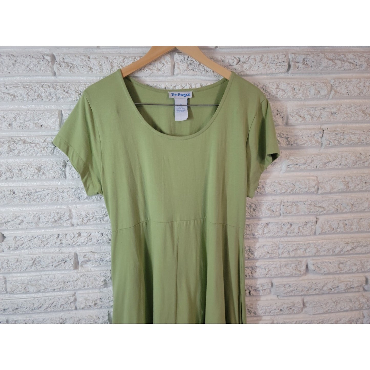 Paragon Womens Dress XL Mini Short Sleeve Green Cotton Short Sleeve Casual