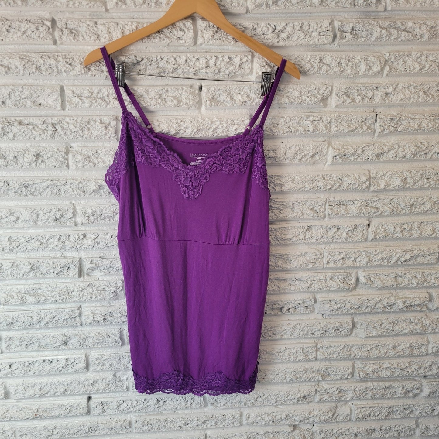 Lane Bryant Womens Top 18 20 Plus Camisole Purple Lace Trim Adjustable Spaghetti
