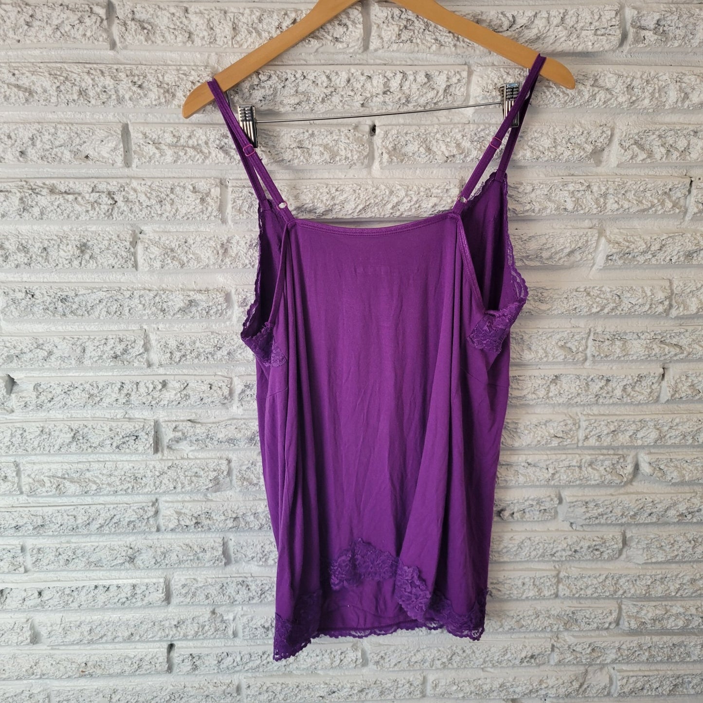 Lane Bryant Womens Top 18 20 Plus Camisole Purple Lace Trim Adjustable Spaghetti