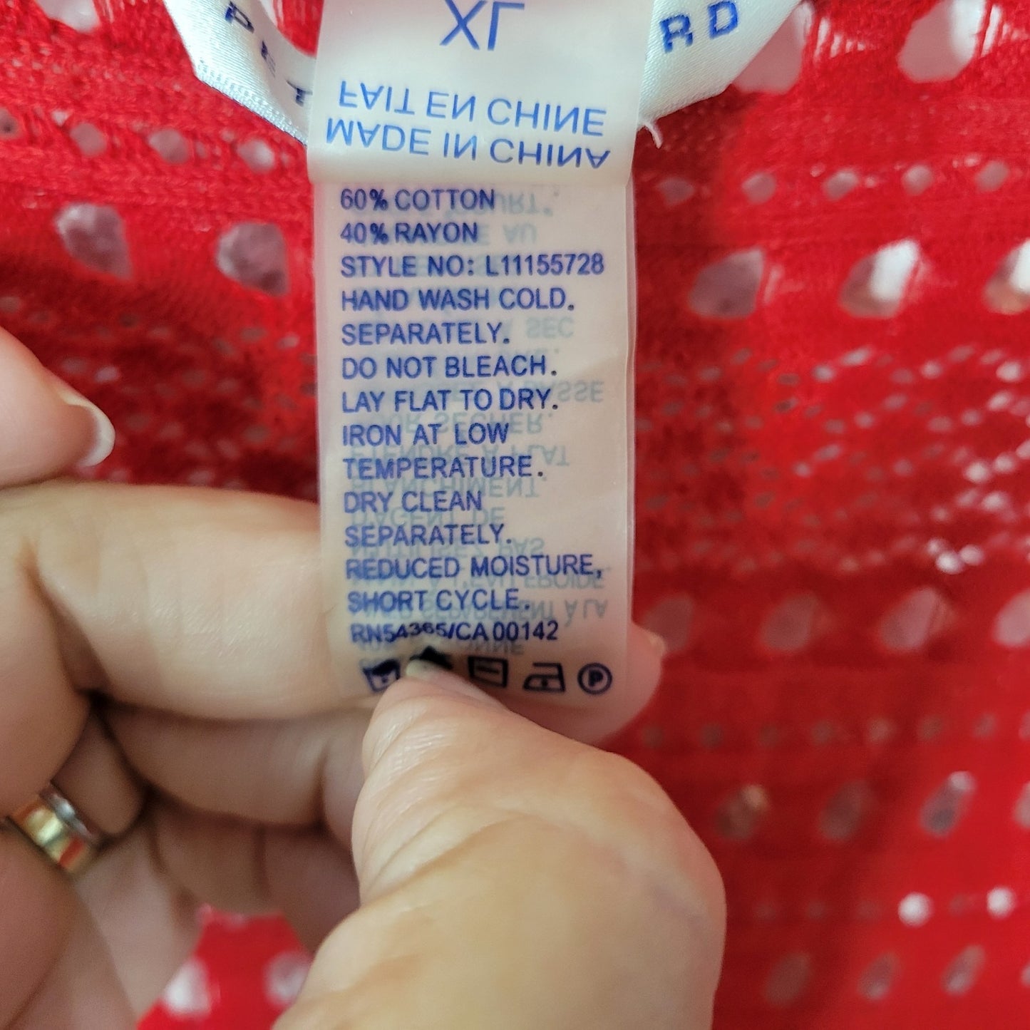 Peter Nygard Womens Sweater XL Cardigan Open Cascade Red Open Knit Office