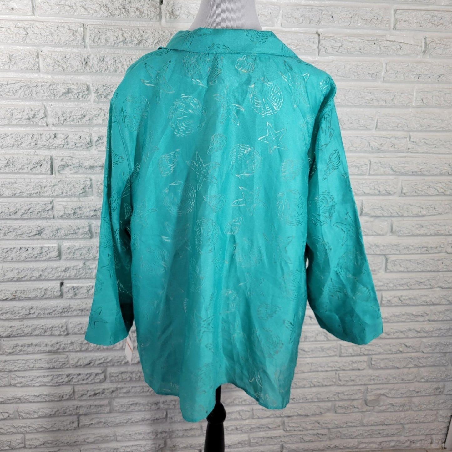 Alfred Dunner Womens Top 2X Plus 3/4 Sleeve with Tank Eyelet Lightweight Studded