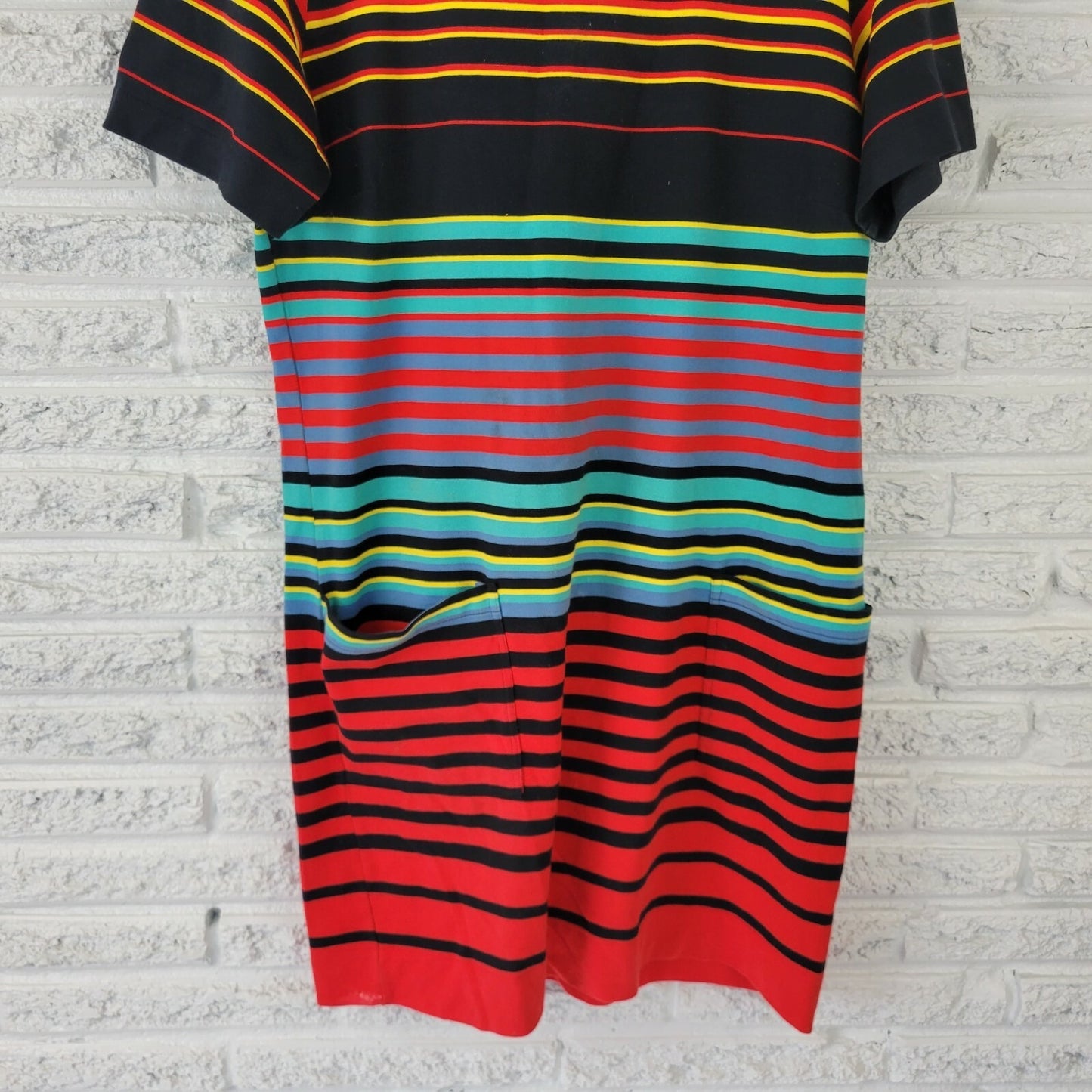 Andrea Jovine Womens Dress Extra Large Mini Short Sleeves Red Stripe Comfy