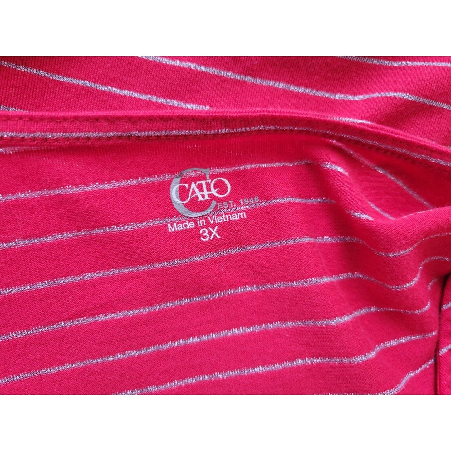 Cato Womens Top 3XPlus  Tunic Long Sleeve Knit Red Stripe Sheer Poly Blend