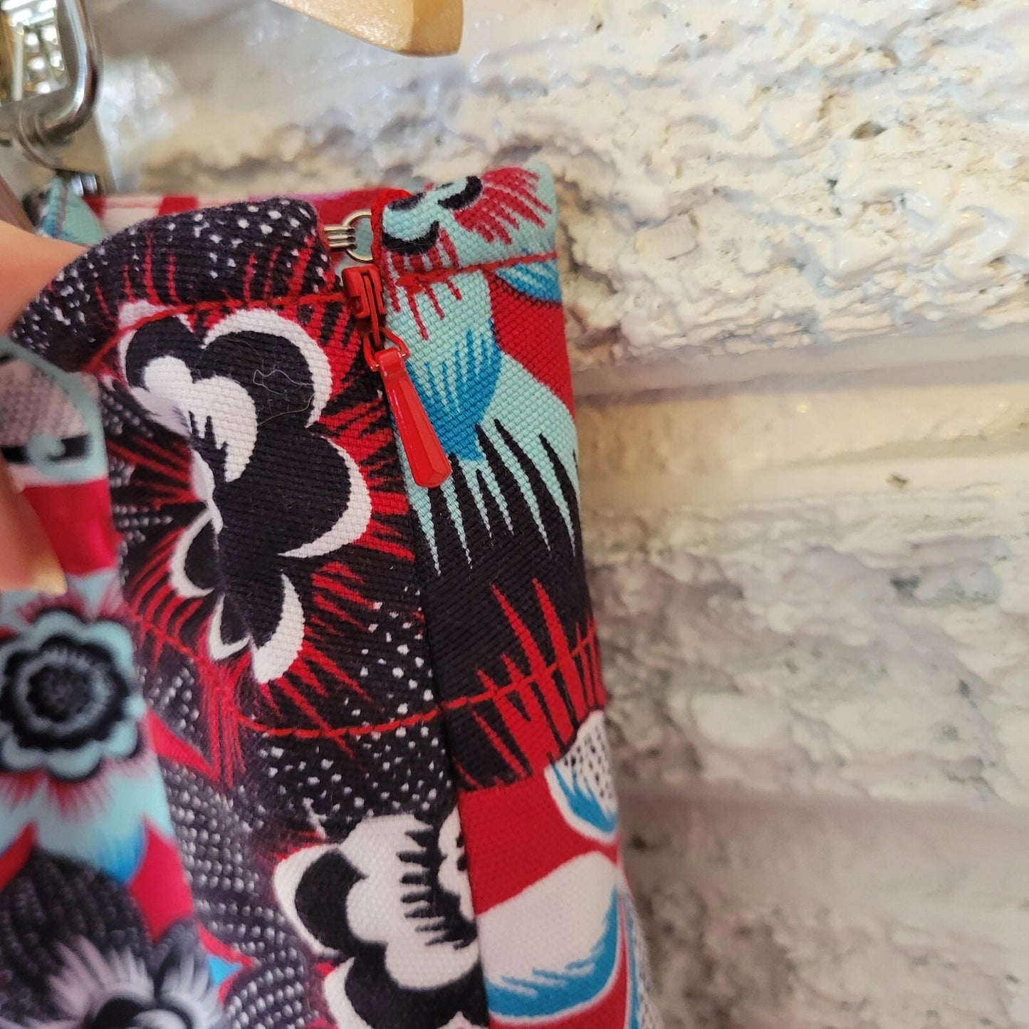 Talbots Women Skirt 20 Plus Mini Pencil Red Floral Side Zip Lined Cotton Blend