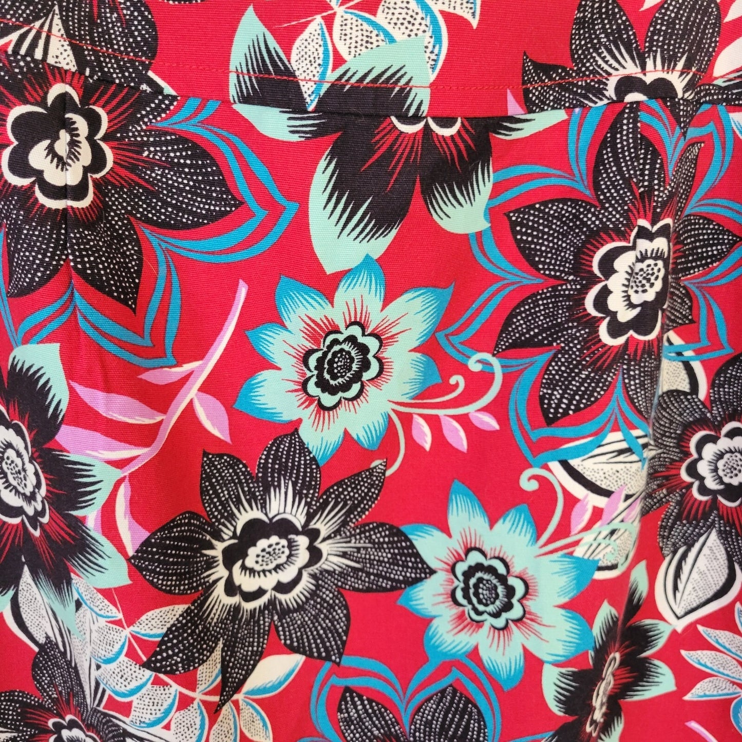 Talbots Women Skirt 20 Plus Mini Pencil Red Floral Side Zip Lined Cotton Blend