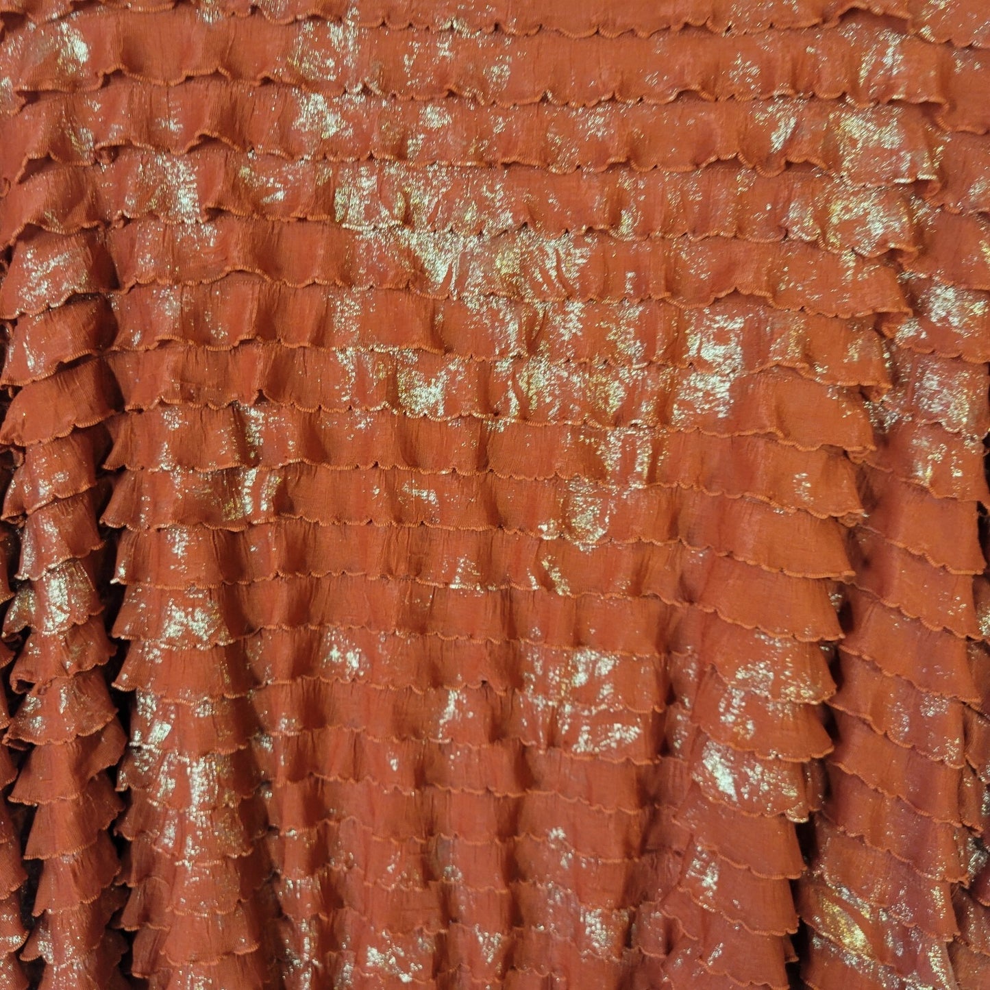 Cato Women Top 26W 28W Plus Short Sleeve Burnt Orange Poly Blend Glitter Tiered