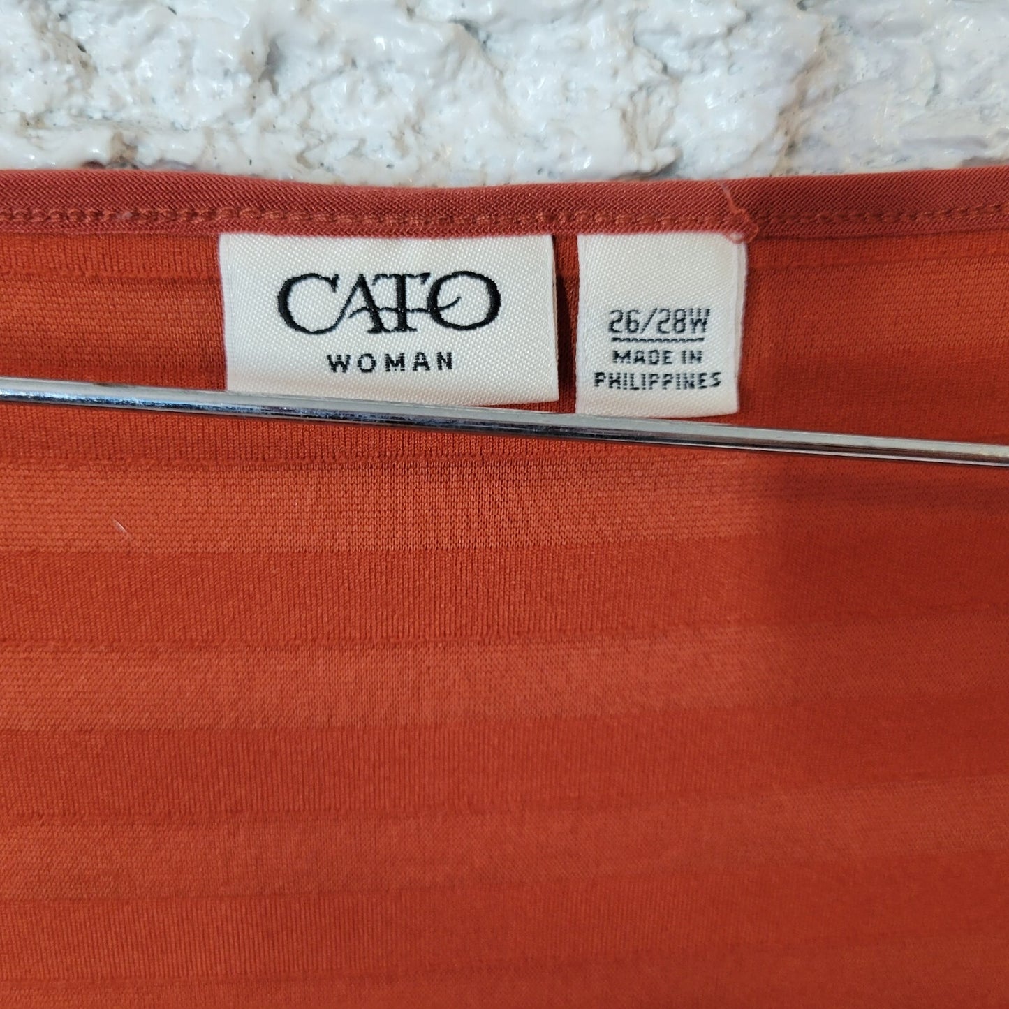 Cato Women Top 26W 28W Plus Short Sleeve Burnt Orange Poly Blend Glitter Tiered