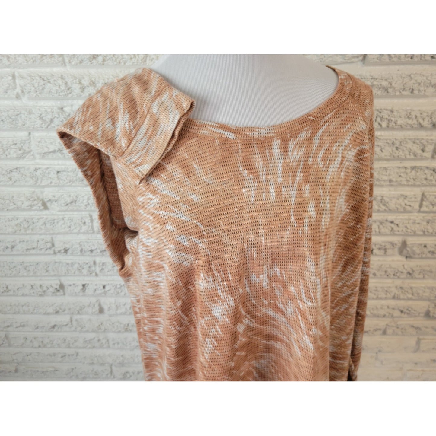 CJ Banks Womens Top 3X Plus 3/4 Raglan Sleeve Knit Brown Mesh Lightweight Pullover