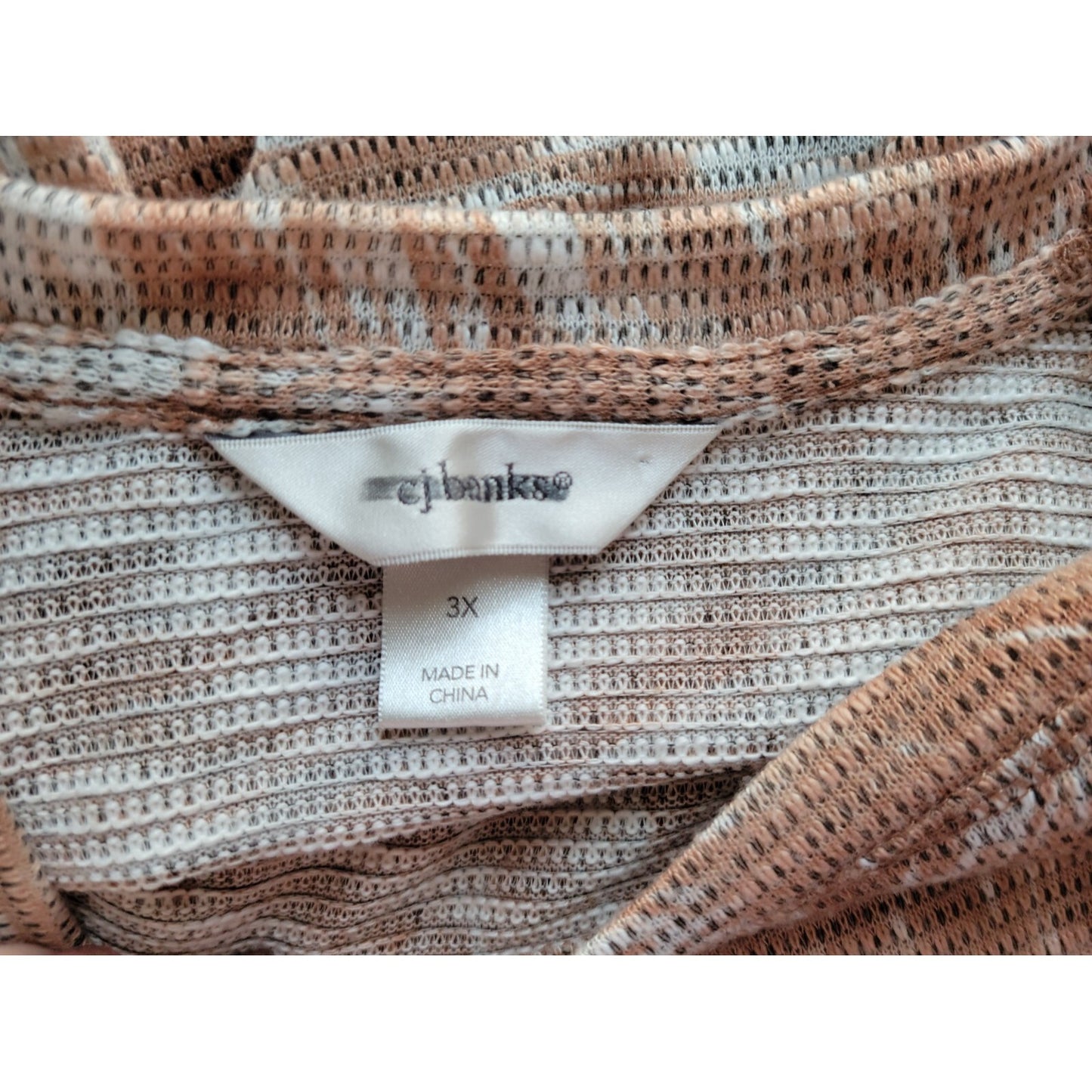 CJ Banks Womens Top 3X Plus 3/4 Raglan Sleeve Knit Brown Mesh Lightweight Pullover