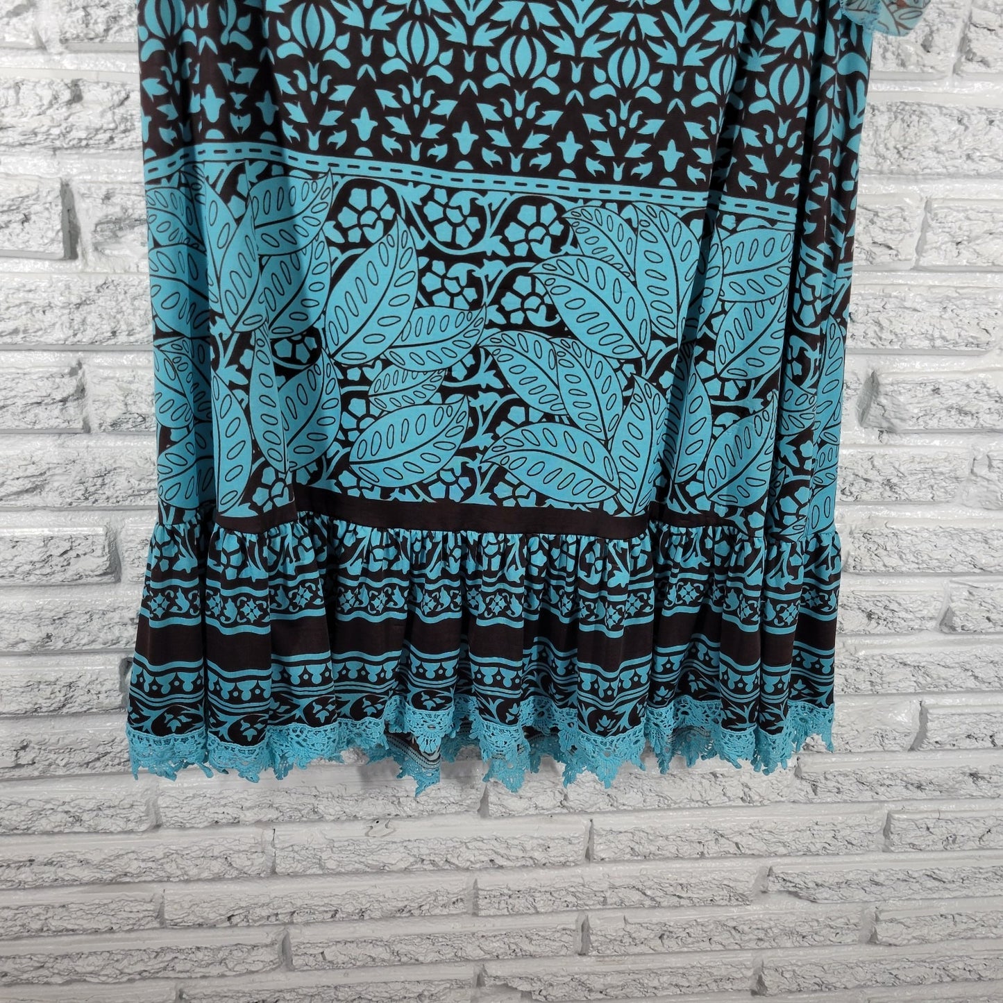 Paisley Vine Womens Dress 2XL Plus Flutter Sleeve Blue Geometric Cold Shoulder