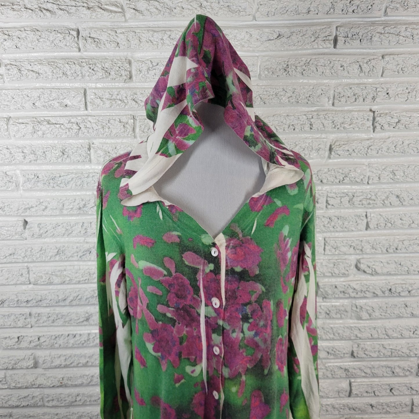 Mushka by Sienna Rose Womens Top XL Hoodie Cardigan Purple Floral Laser Cut Soft